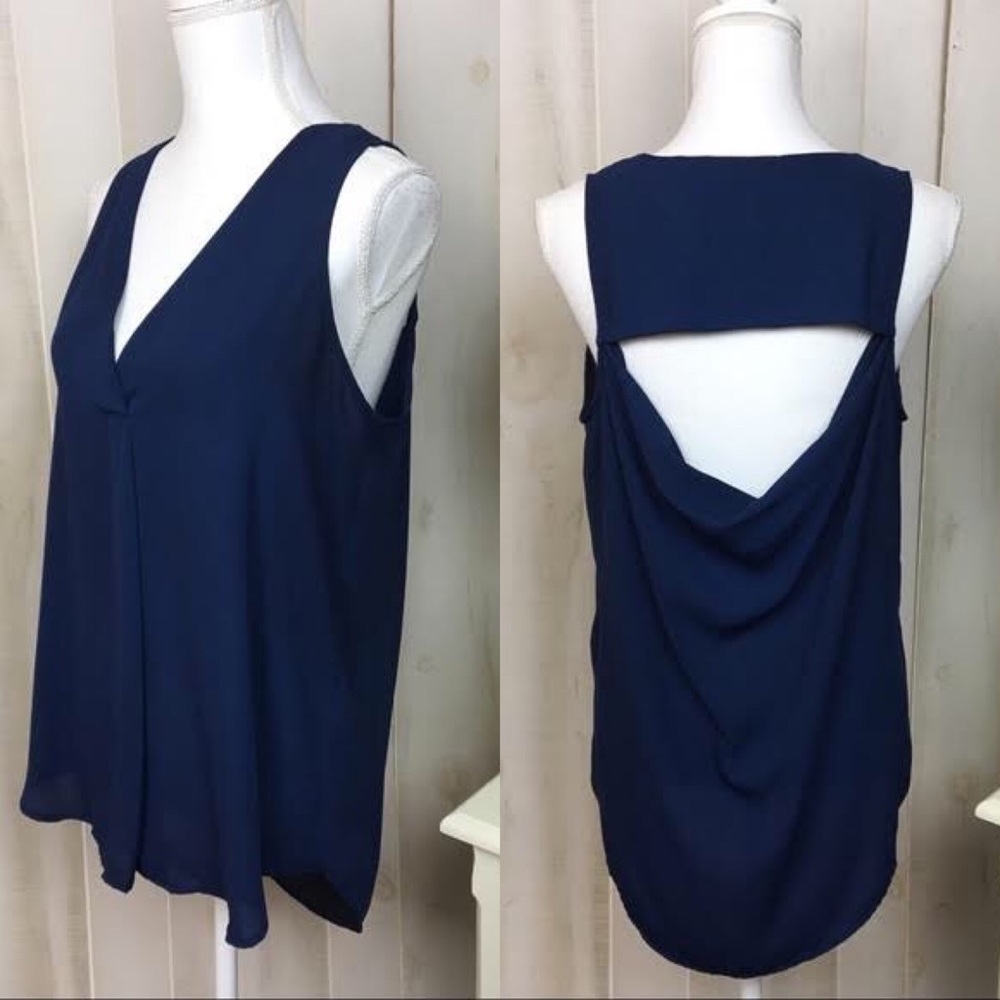 Banana Republic Navy Open Cowl-Back Top